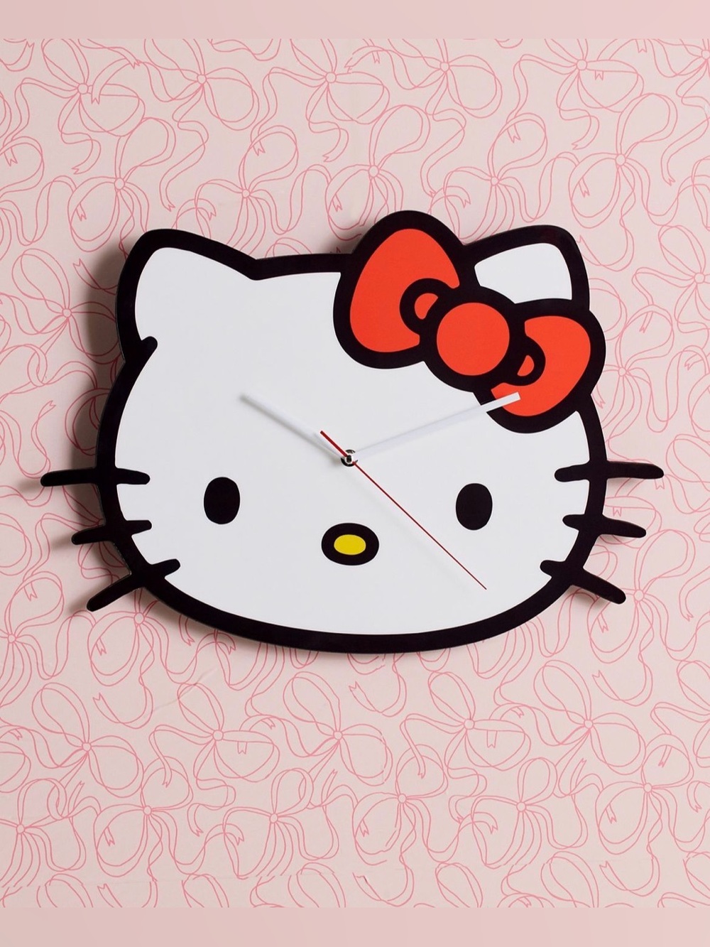 Sanrio Hello Kitty Face Wall Clock in White, Black & Red